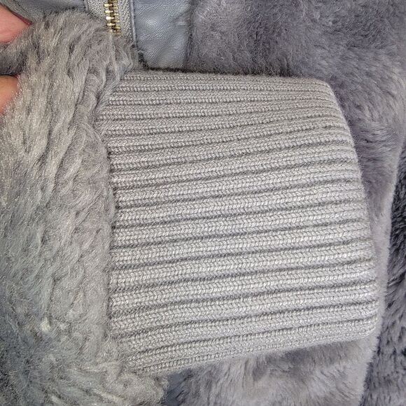 Marc New York Andrew Marc Faux Fur & Leather Jacket Gray Floral Small - Picture 5 of 7